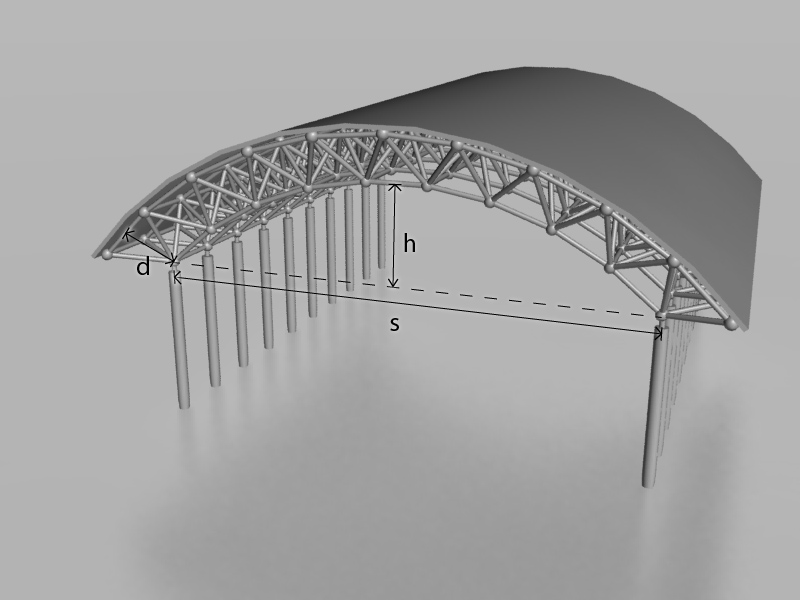 Geometric Proportioning of a Double-Layer Braced Barrel Vault